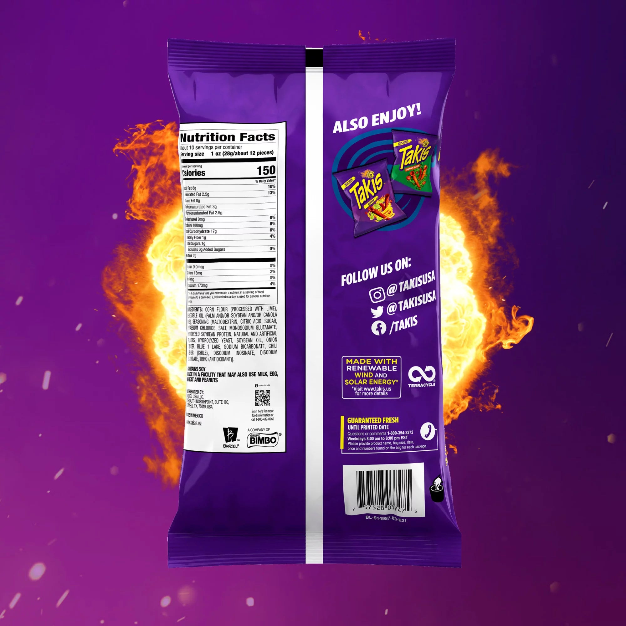Takis Blue Heat Rolled Tortilla Chips Hot Chili Pepper con sabor artificial bolsa de 9.9 onzas