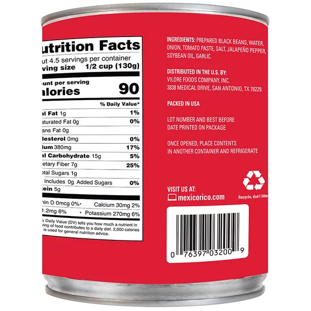 La Costena Whole Black Beans 19.75 oz Can