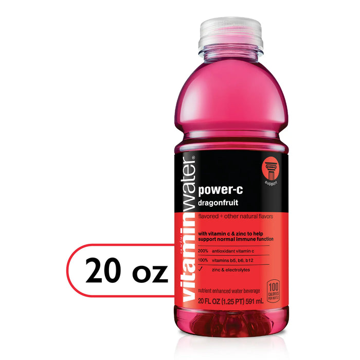 Vitaminwater power-c electrolyte agua mejorada dragonfruit botella de 20 fl oz