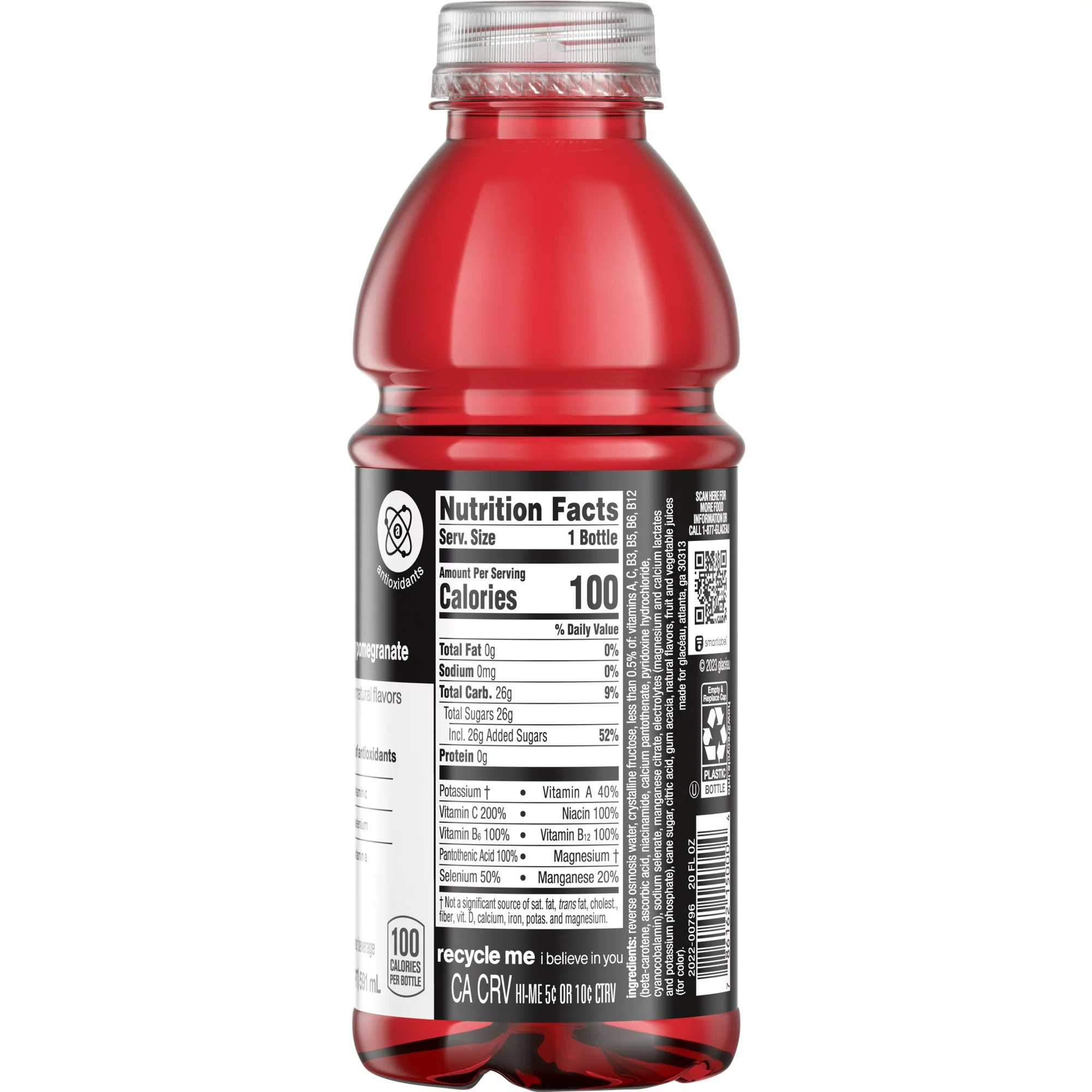 Vitaminwater xxx agua mejorada con electrolitos acai arándano granada botella de 20 fl oz