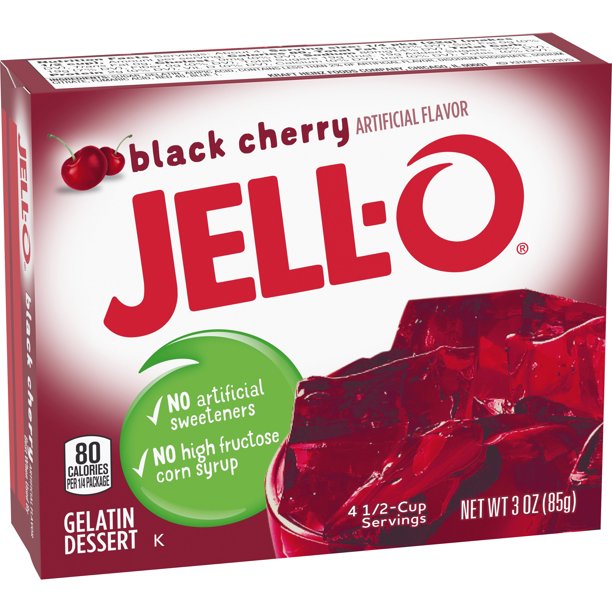 Jell-O Black Cherry Gelatin Dessert Mix 3 oz Box