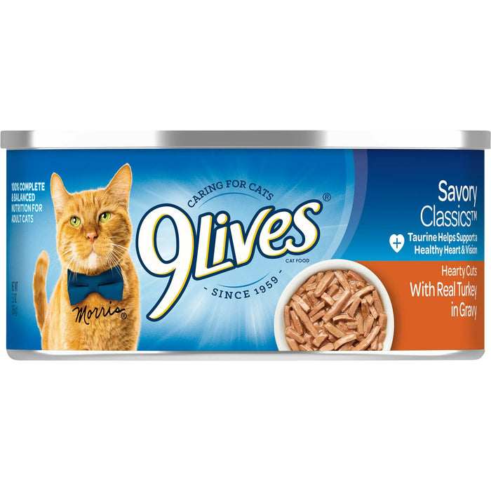 9Lives Hearty Cuts Real Turkey Wet Cat Food  5.5 oz. Can