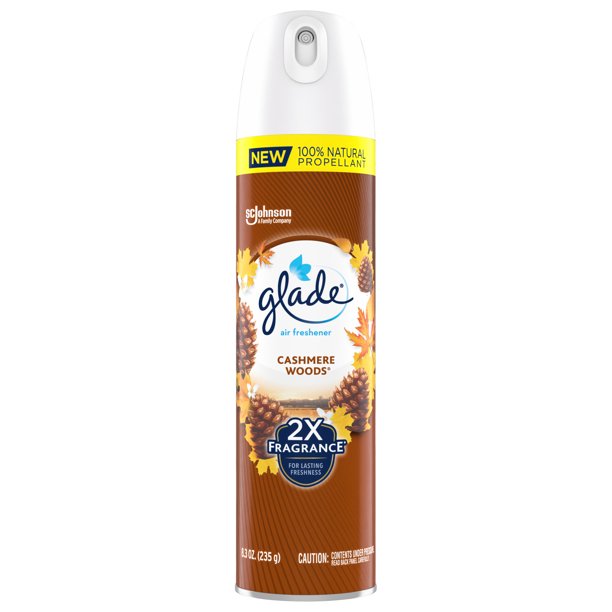 Glade Aerosol Spray Air Freshener for Home Cashmere Woods Scent Fragrance Infused with Essential Oils Invigorating and Refreshing with 100% Natural Propellent 8.3 Oz