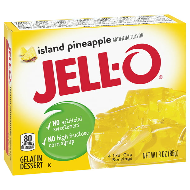 Jell-O Island Pineapple Gelatin Dessert Mix 3 oz Box
