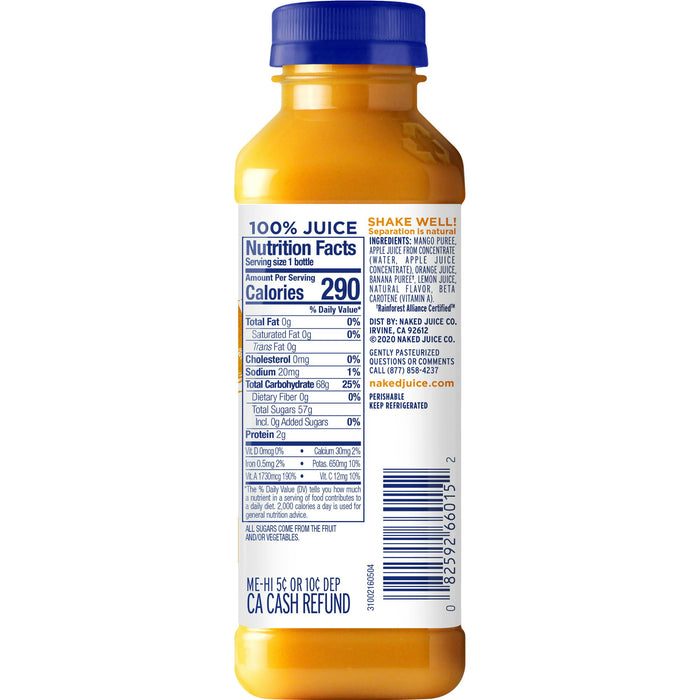 Naked 100% Juice Blend Mighty Mango 15.2 Fl Oz Bottle