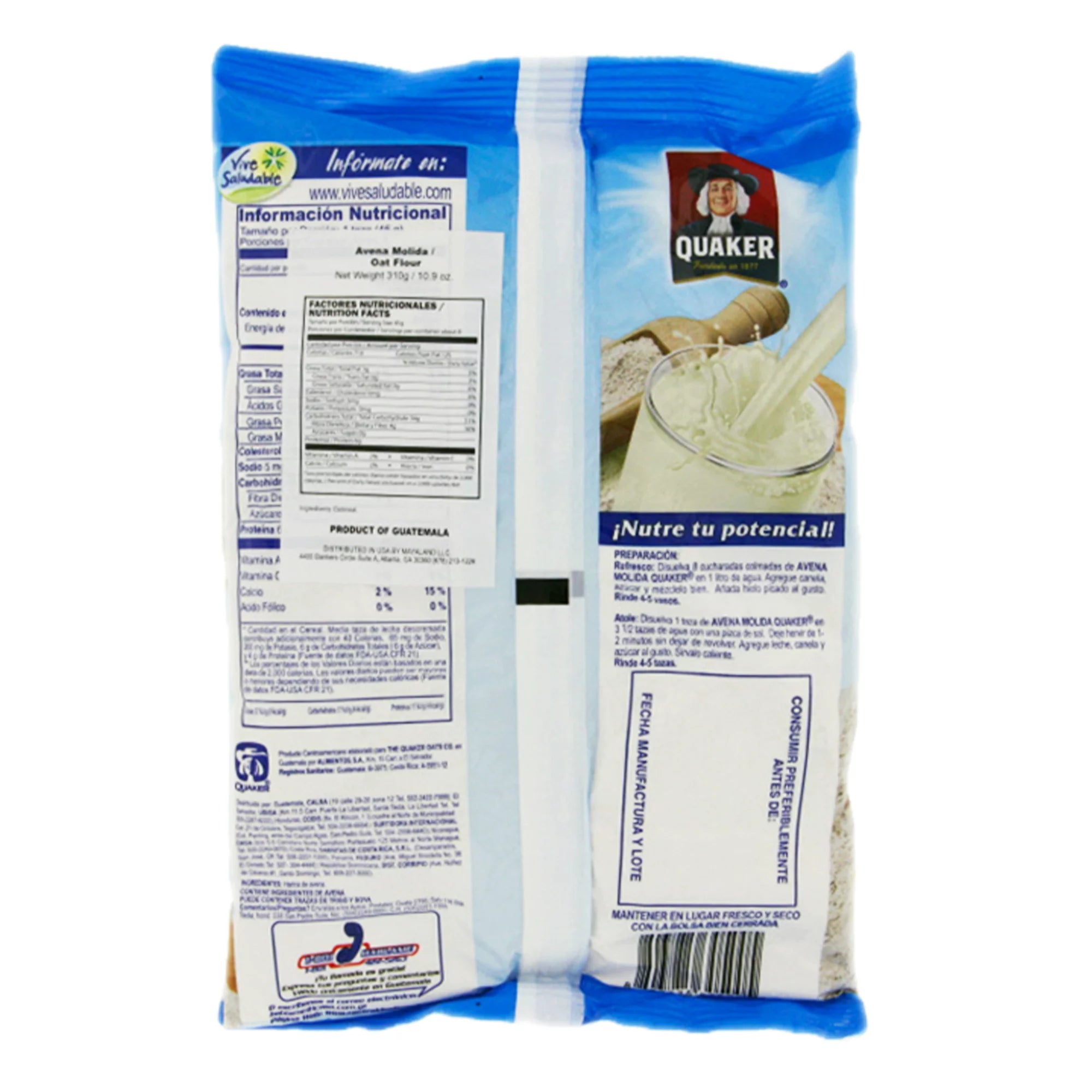 Quaker Ground Oats 10.9 oz - Avena Molida