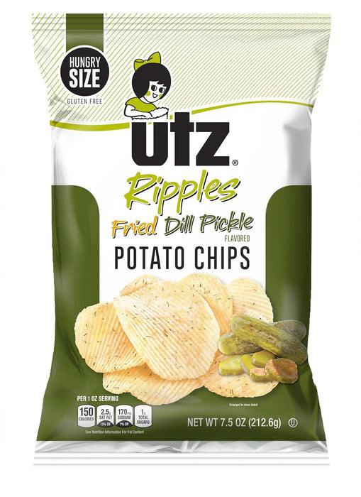 Utz Potato Chips Ripples Fried Dill Pickle 7.5 oz
