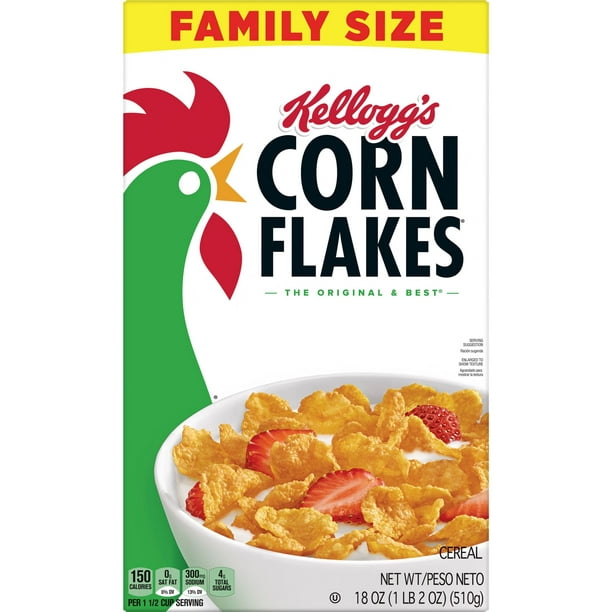 Kellogg's Corn Flakes Cereal de desayuno frío original 18 oz