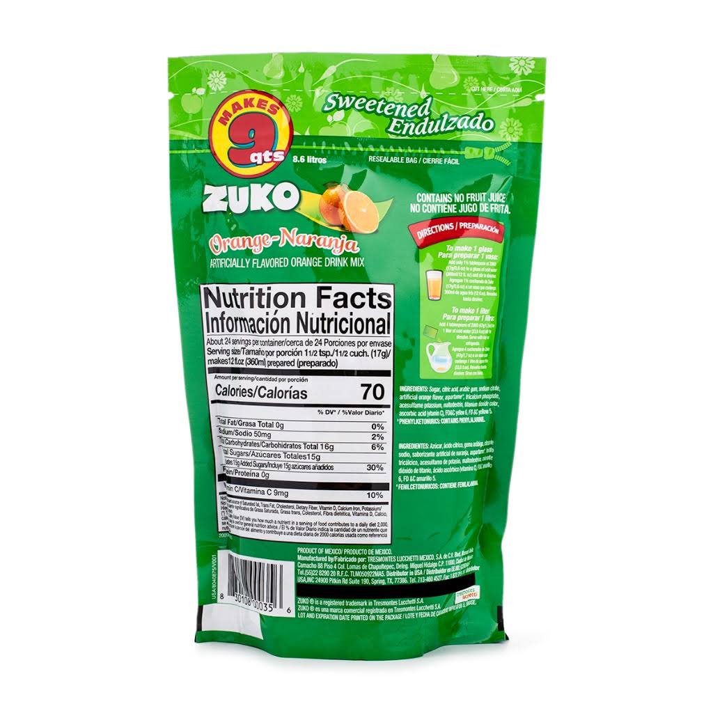 Mezcla de bebida de naranja Zuko 14.1 oz