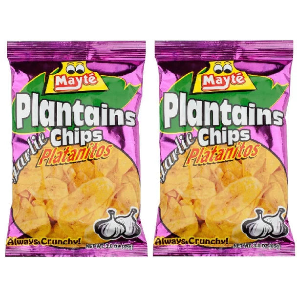 MAYTE Platanitos con Ajo | Chips de Plátano con Ajo 3.0 oz. / 85 gr.