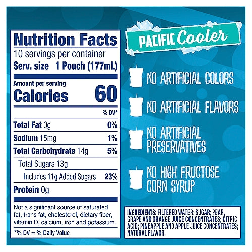 Capri Sun Pacific Cooler Caja de jugo de frutas mixtas Bolsas 10 ct Caja 6 fl oz
