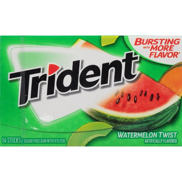 Trident Watermelon Twist Chicles sin azúcar Paquete de 14 piezas