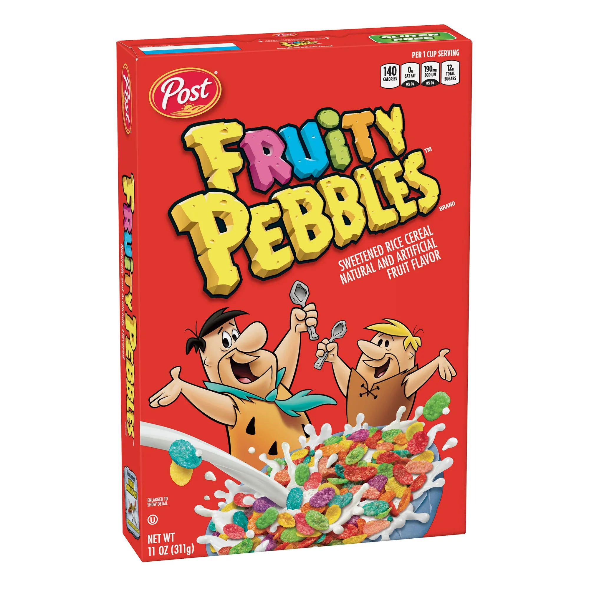 Post Fruity PEBBLES Desayuno Cereal Sin Gluten 10 Vitaminas y Minerales Desayuno Snacks Cereal de Arroz Endulzado 11 Oz