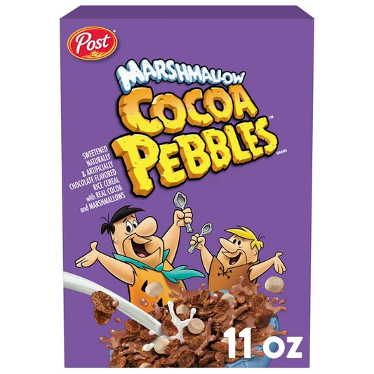 Post Marshmallow Cocoa PEBBLES Desayuno Cereal Sin Gluten Desayuno Snacks Caja Pequeña 11 Oz