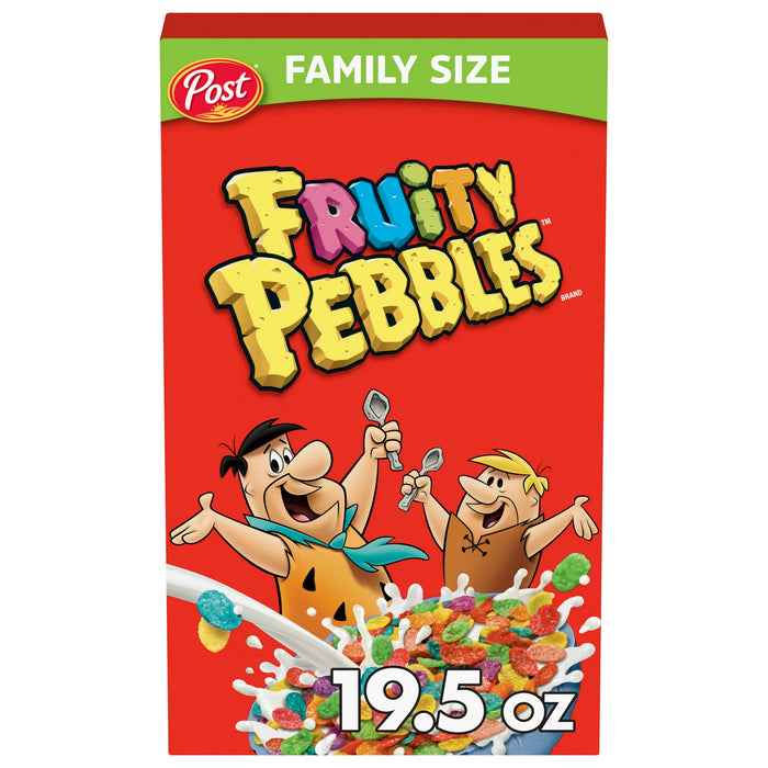 Post Fruity PEBBLES Cereal Fruity Kids Cereal Gluten Free 19.5 OZ Family Size Box