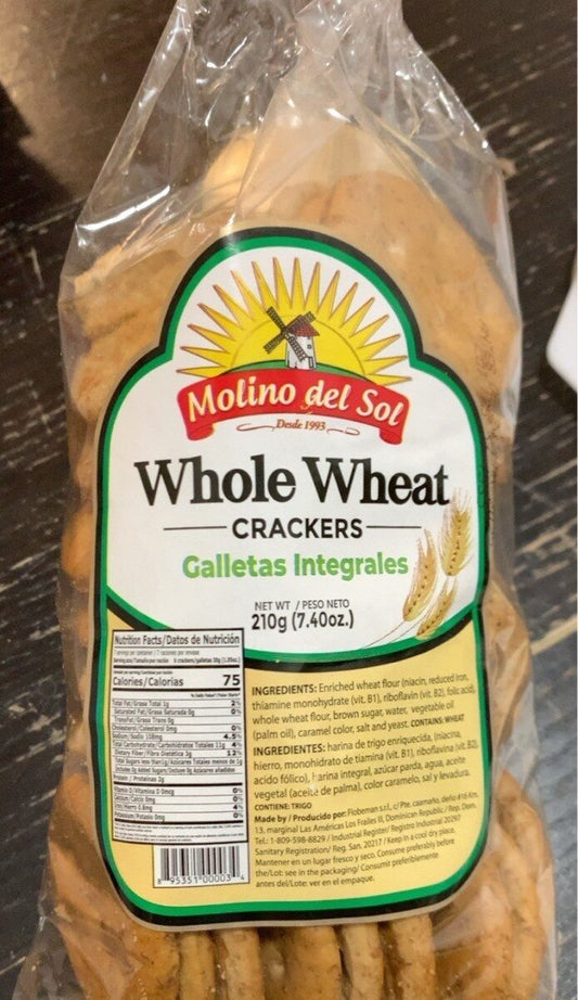 Molino del Sol Galletas Integrales de Trigo 7.40 Oz