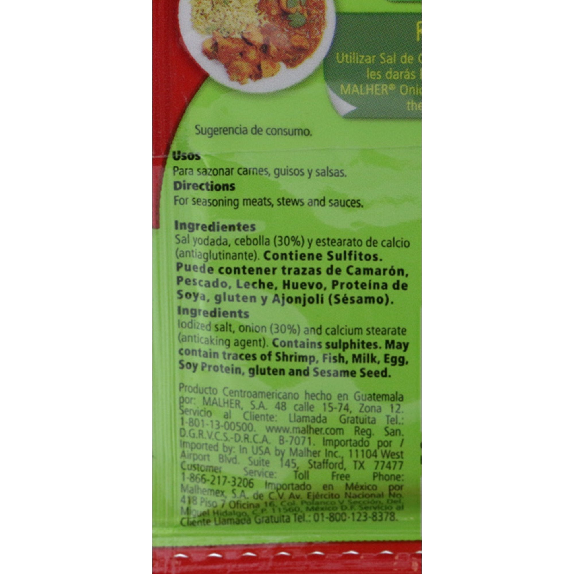 Malher Onion Salt 12 Packets - Sal De Cebolla (Pack of 1)