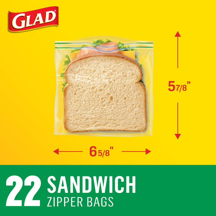 Glad Zipper Sandwich Storage Double Seal Bag 22 Count