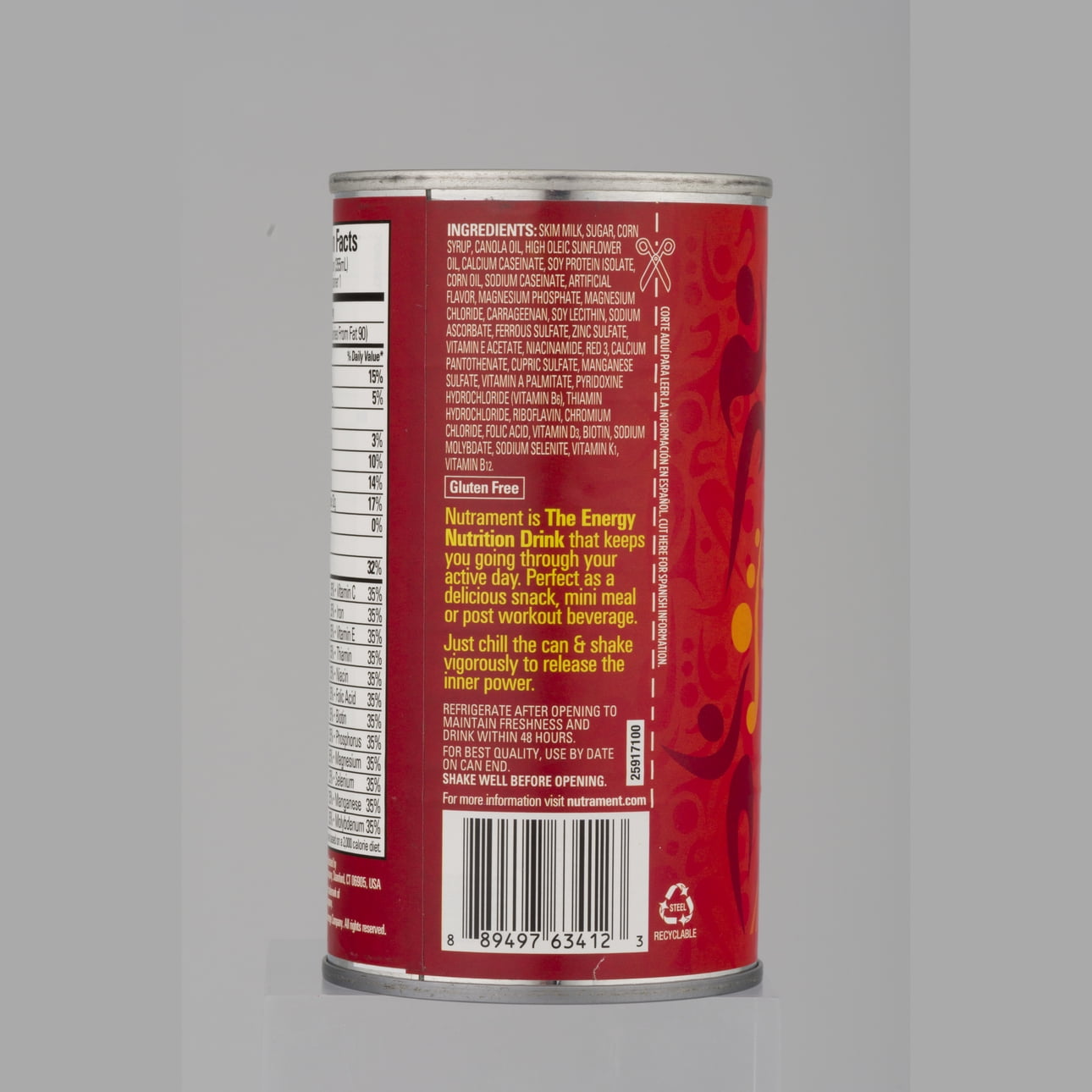 Nutrament Strawberry Energy Nutrition Drink 12 FL OZ