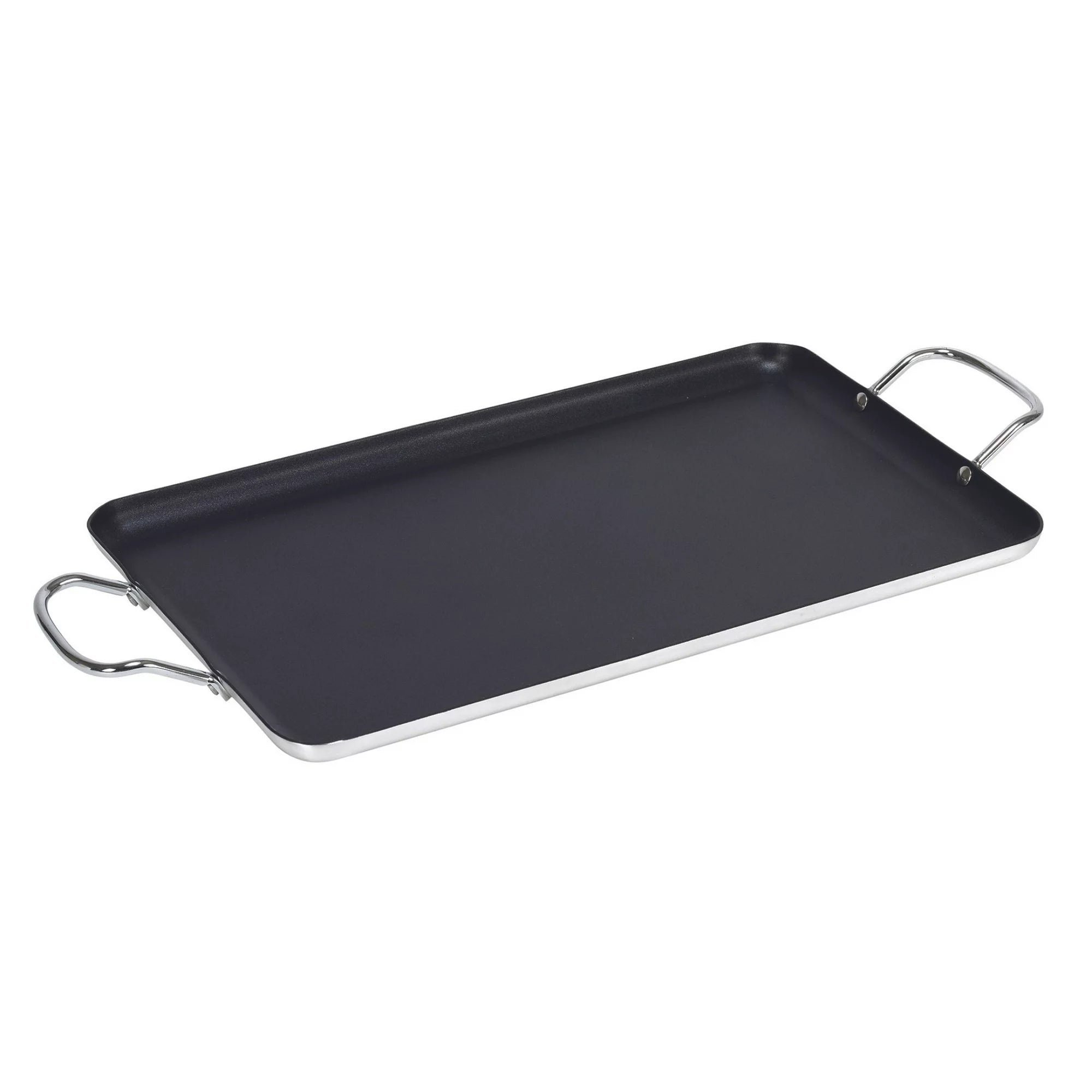 Imusa 17" x 10" Nonstick Double Burner Griddle with Metal Handles Black