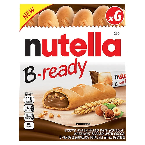 Ferrero Nutella B-ready Crispy Wafer Filled with Nutella 0.7 oz 6 count