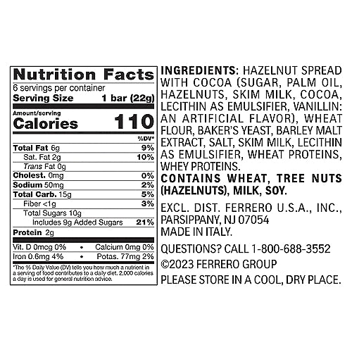 Ferrero Nutella B-ready Crispy Wafer Filled with Nutella 0.7 oz 6 count