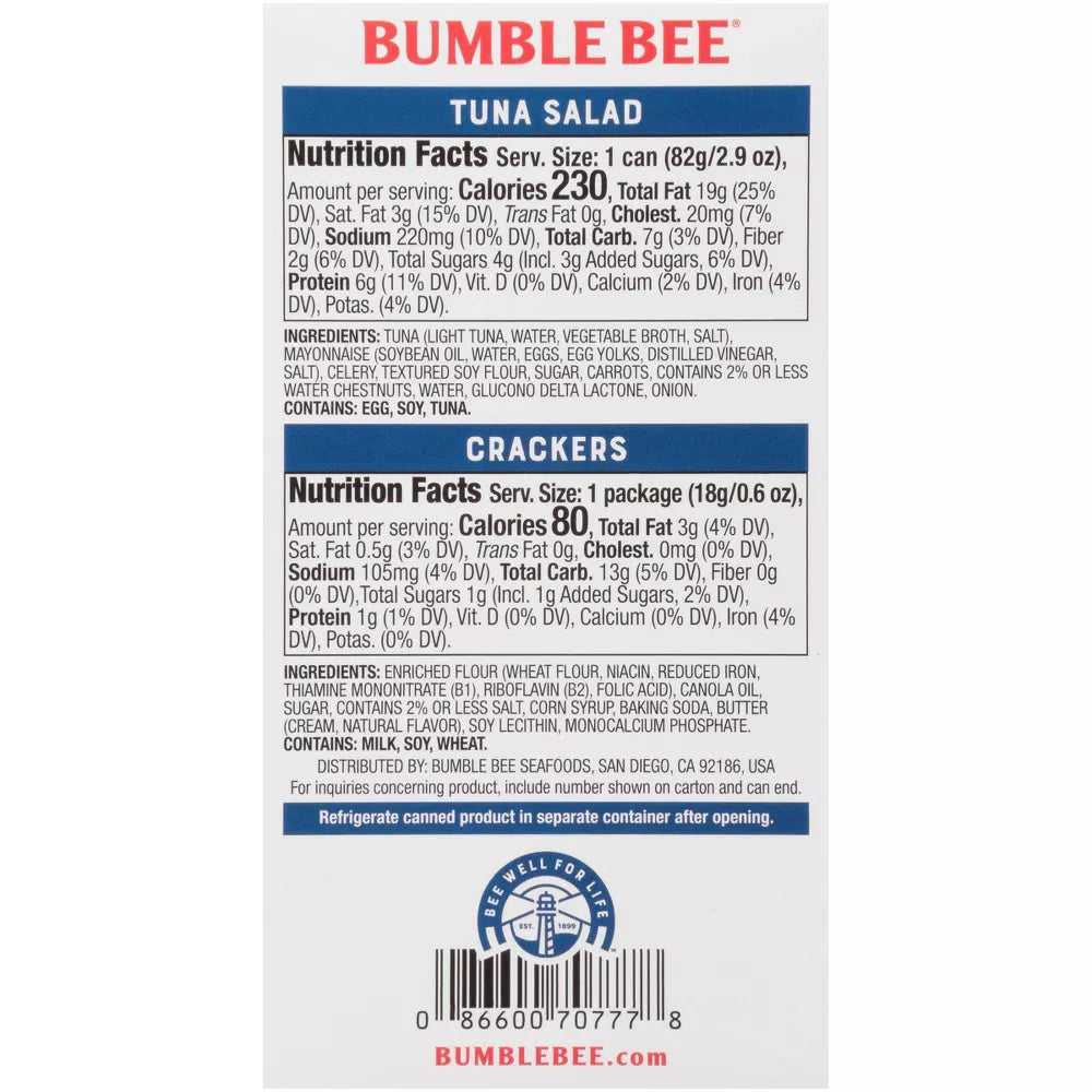 Bumble Bee Snack on the Run! Tuna Salad with Crackers Kit 3.5 oz. Box