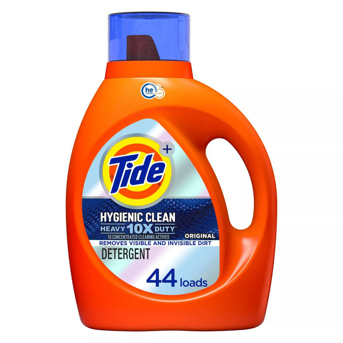 Tide Hygienic Clean Heavy 10x Duty Liquid Laundry Detergent Original Scent 69 fl oz. 44 loads HE Compatible