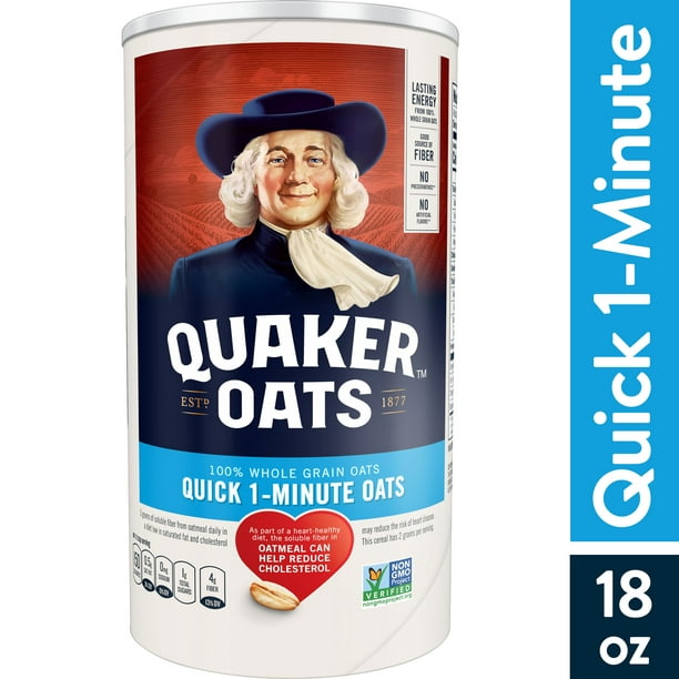 Quaker Whole Grain Oats Quick 1-Minute Oats 18 Oz
