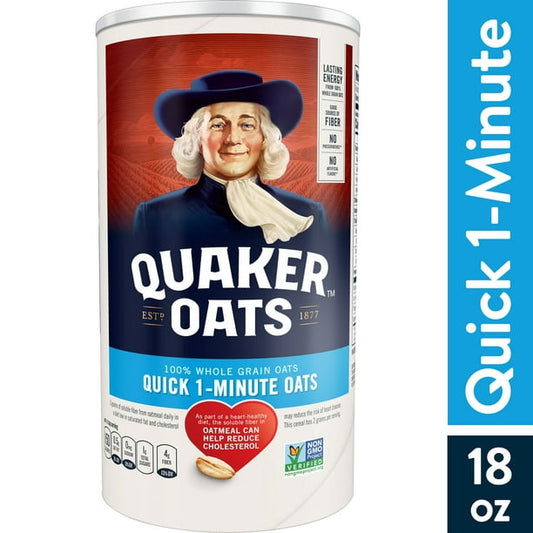Quaker Whole Grain Oats Avena rápida de 1 minuto 18 oz