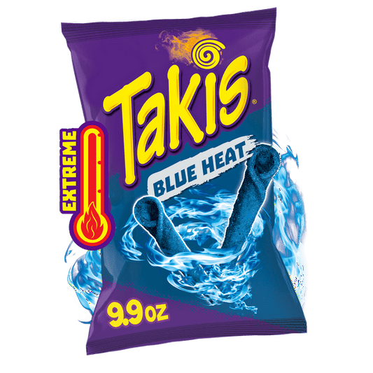 Takis Blue Heat Rolled Tortilla Chips Hot Chili Pepper con sabor artificial bolsa de 9.9 onzas