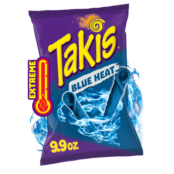 Takis Blue Heat Rolled Tortilla Chips Hot Chili Pepper Artificially Flavored 9.9 Ounce Bag