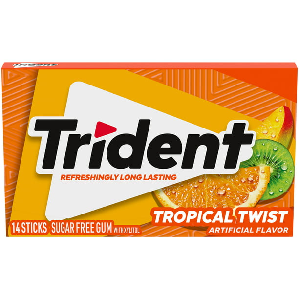 Trident Tropical Twist Sugar Free Gum 14 Pieces