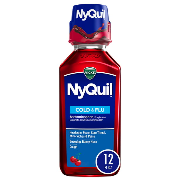 VICKS NyQuil Líquido para el alivio nocturno del resfriado y la gripe 12 fl oz