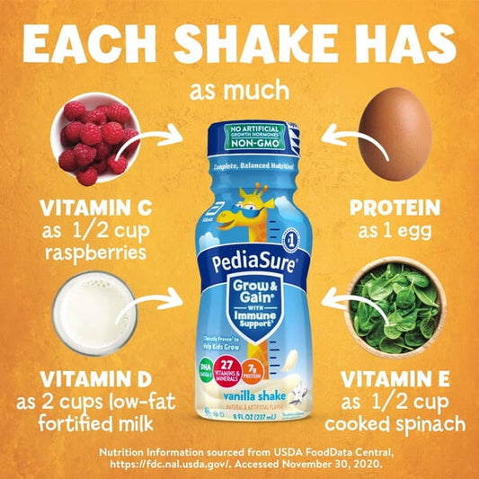 PediaSure Grow &amp; Gain Batido nutricional Vainilla Botella de 8 oz