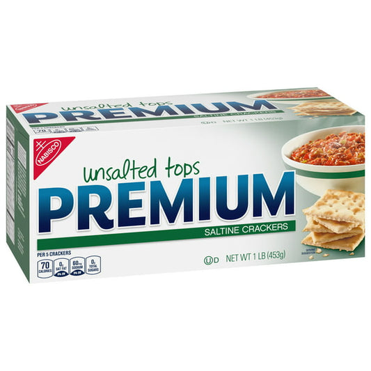 Galletas saladas premium sin sal Tops 16 oz