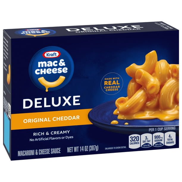 Kraft Deluxe Original Cheddar Macaroni and Cheese Dinner Caja de 14 oz