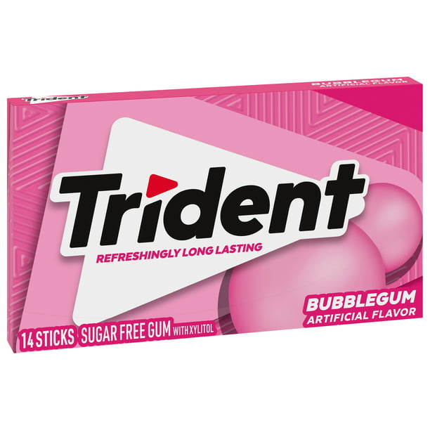 Trident Bubblegum Sugar Free Gum 14 Piece Pack