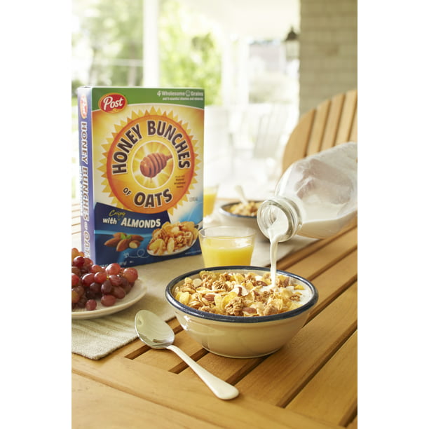 Post Honey Bunches of Oats with Almonds Desayuno Cereal Cereal de tamaño familiar Caja de 18 oz