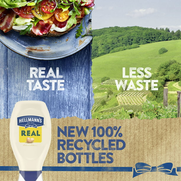 Hellmann's Real Mayonesa para un rico condimento cremoso Real Mayo Squeeze Bottle Sin gluten Hecho con 100% huevos sin jaula 20 oz