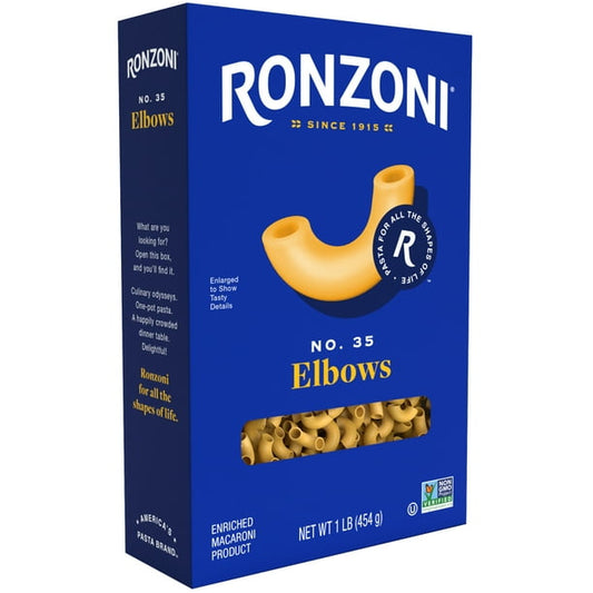 Ronzoni Elbows 16 oz Pasta para macarrones con queso o salsas espesas Sin OMG Vegetariano