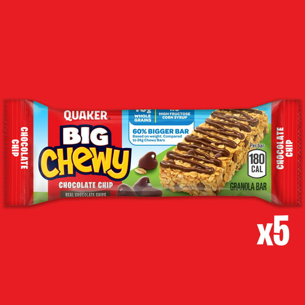 Quaker Big Chewy Granola Bars 60% más grande con chispas de chocolate (paquete de 5)
