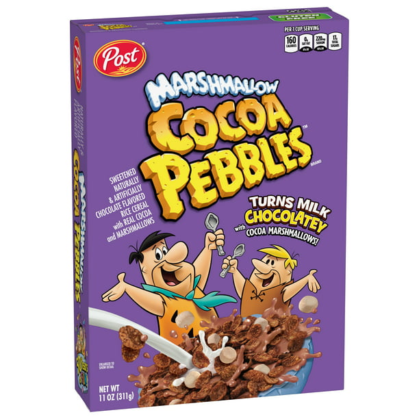 Post Marshmallow Cocoa PEBBLES Desayuno Cereal Sin Gluten Desayuno Snacks Caja Pequeña 11 Oz