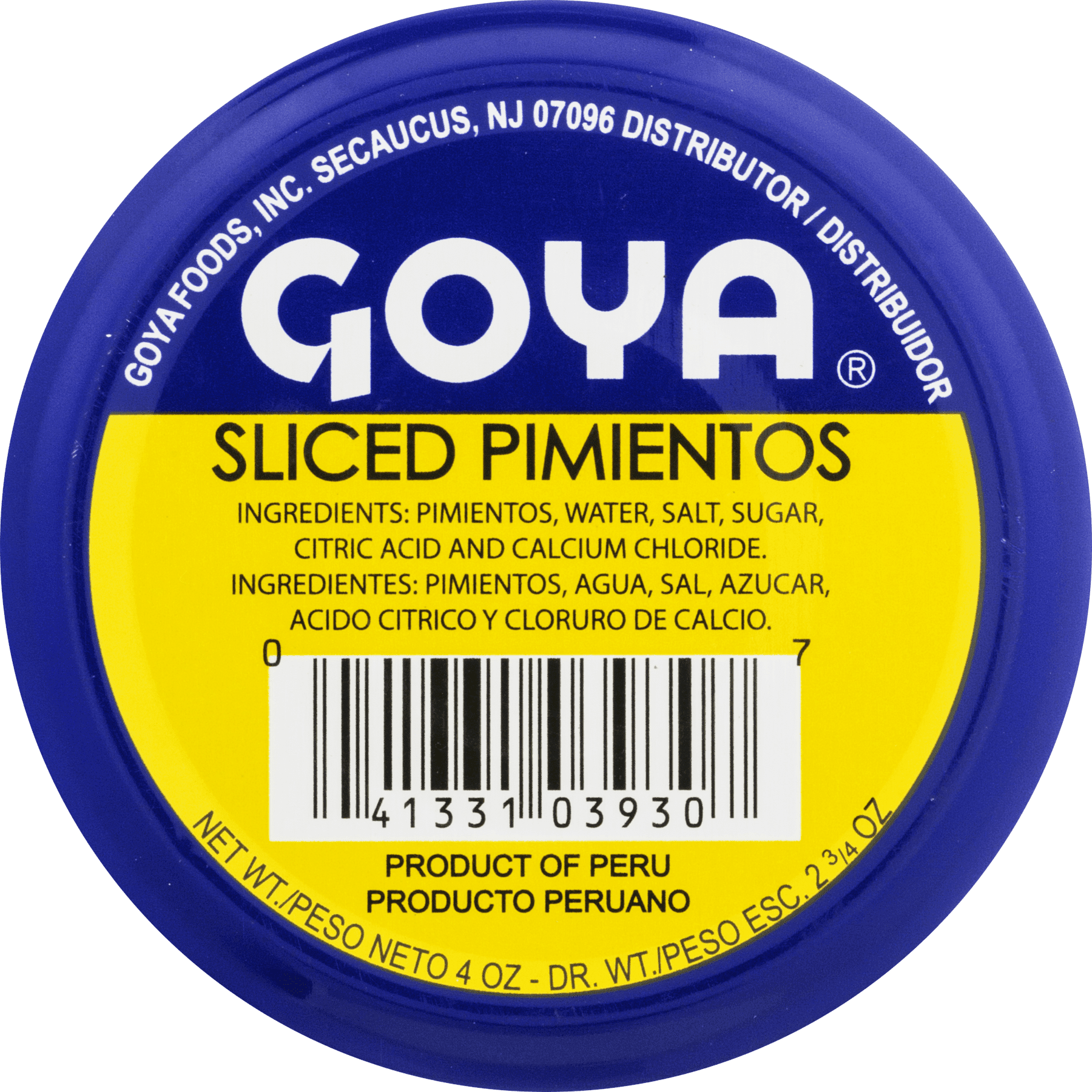 Goya Fancy Sliced Red Pimientos 4 Oz