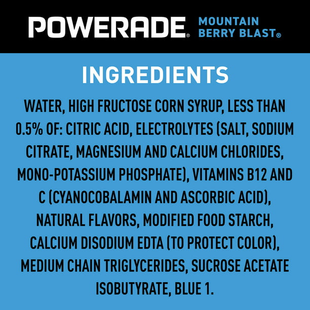 Bebida deportiva POWERADE con electrolitos mejorados Mountain Berry Blast, 20 onzas líquidas