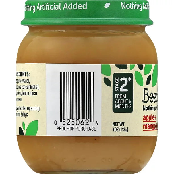 Beech-Nut Stage 2 Comida para bebés Manzana Mango y Kiwi Tarro de 4 oz