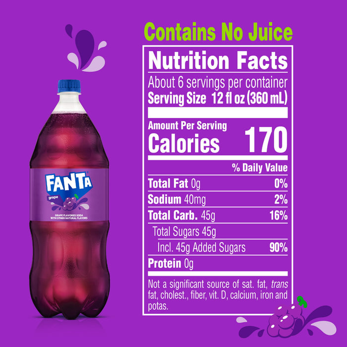 Fanta Grape Fruit Soda Pop 2 Liter Bottle