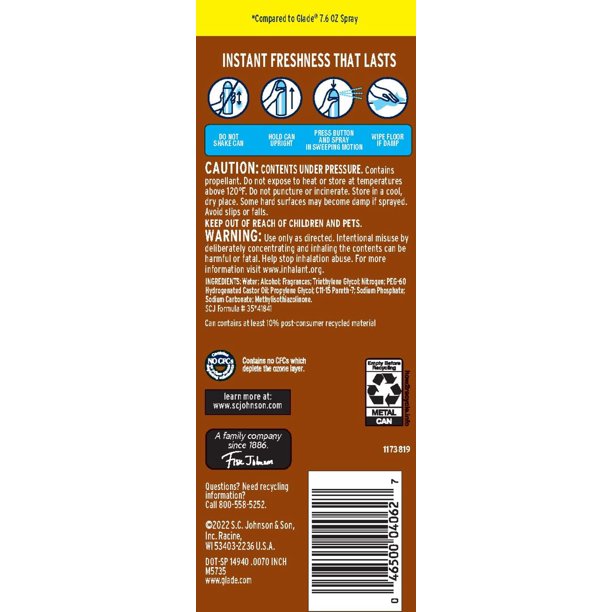 Glade Aerosol Spray Air Freshener for Home Cashmere Woods Scent Fragrance Infused with Essential Oils Invigorating and Refreshing with 100% Natural Propellent 8.3 Oz