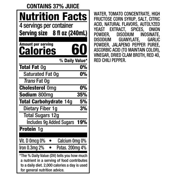 Clamato Picante Tomato Cocktail 32 fl oz bottle