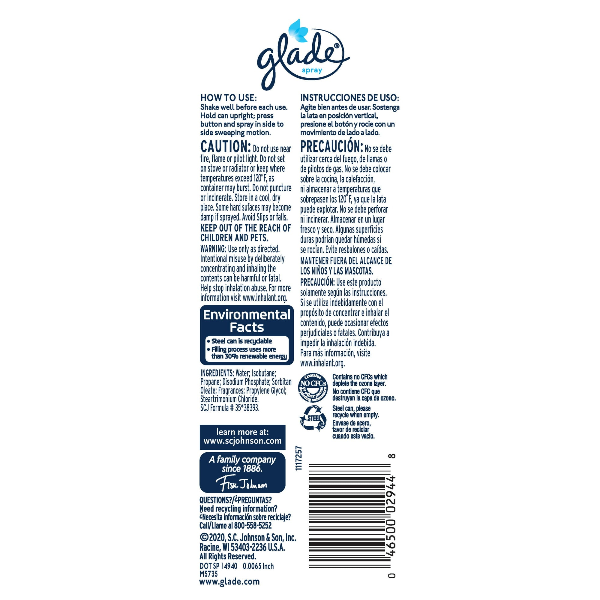 Glade Ambientador para habitación Spray Aqua Waves 8 oz 1 Ct